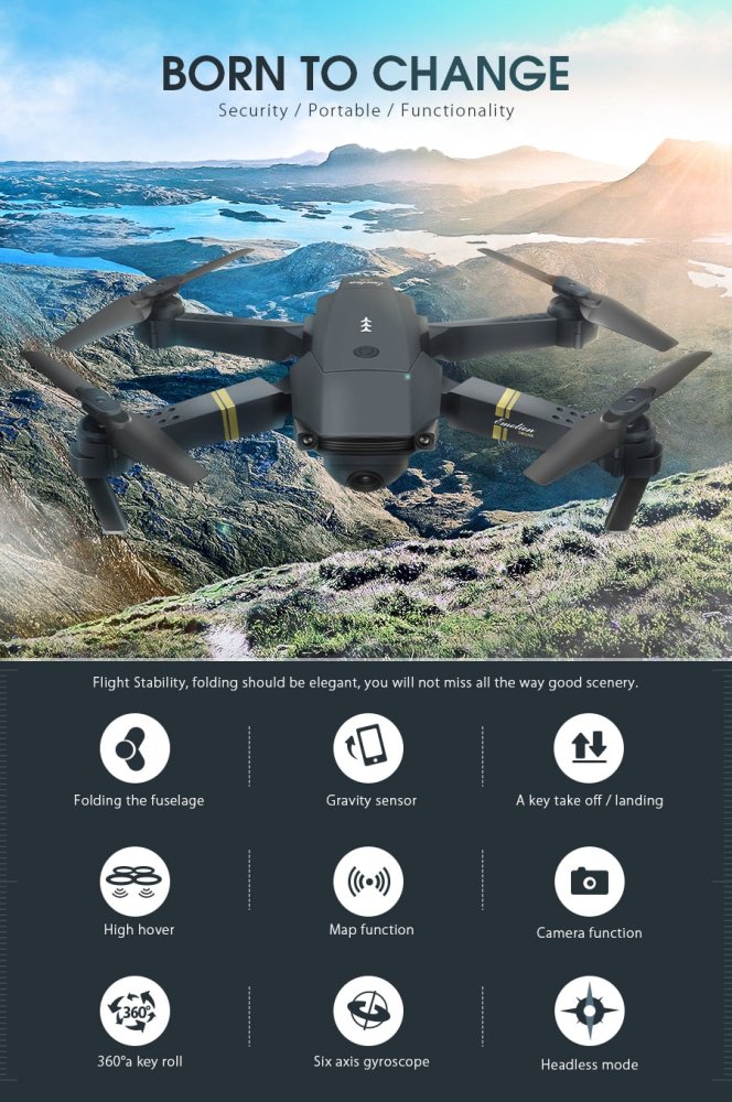 Eachine E58 WIFI FPV avec grand Angle HD 1080P/720P/480P caméra haute tenue Mode bras pliable RC quadrirotor Drone X Pro RTF Dron