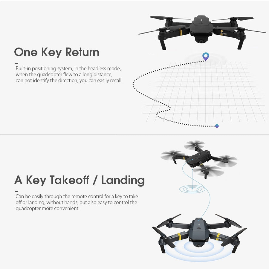 Eachine E58 WIFI FPV avec grand Angle HD 1080P/720P/480P caméra haute tenue Mode bras pliable RC quadrirotor Drone X Pro RTF Dron