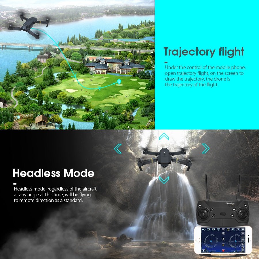 Eachine E58 WIFI FPV avec grand Angle HD 1080P/720P/480P caméra haute tenue Mode bras pliable RC quadrirotor Drone X Pro RTF Dron