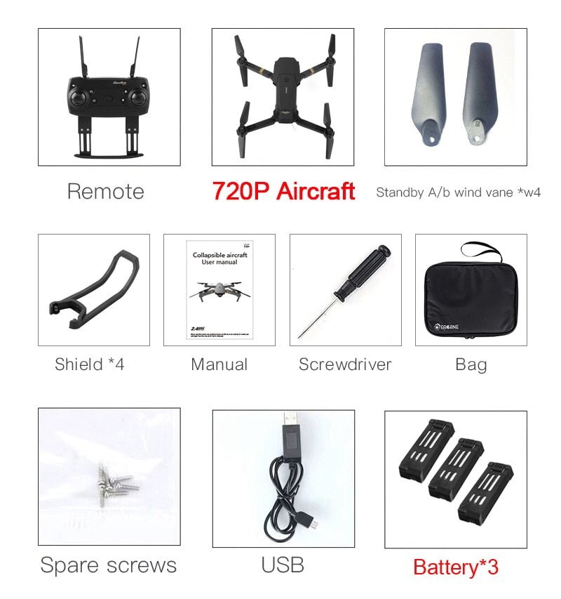 Eachine E58 WIFI FPV avec grand Angle HD 1080P/720P/480P caméra haute tenue Mode bras pliable RC quadrirotor Drone X Pro RTF Dron