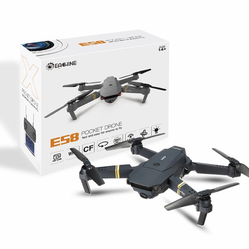 Eachine E58 WIFI FPV con gran angular HD 1080P/720P/480P cámara modo de retención alta brazo plegable RC Quadcopter Drone X Pro RTF Dron