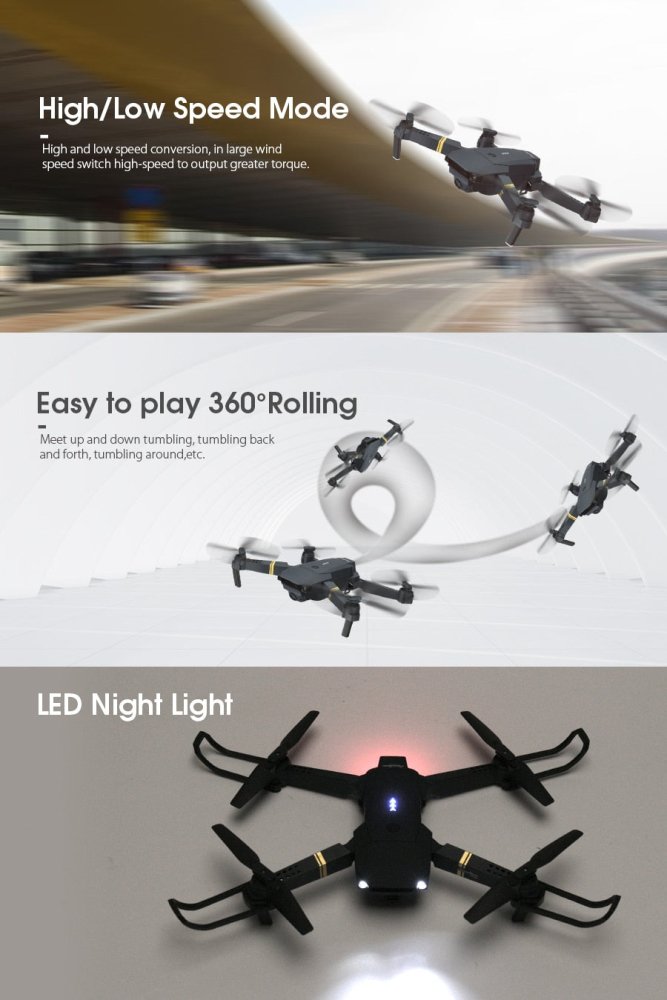 Eachine E58 WIFI FPV avec grand Angle HD 1080P/720P/480P caméra haute tenue Mode bras pliable RC quadrirotor Drone X Pro RTF Dron