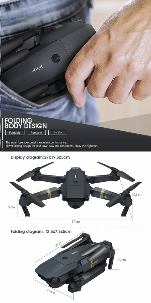 Eachine E58 WIFI FPV avec grand Angle HD 1080P/720P/480P caméra haute tenue Mode bras pliable RC quadrirotor Drone X Pro RTF Dron