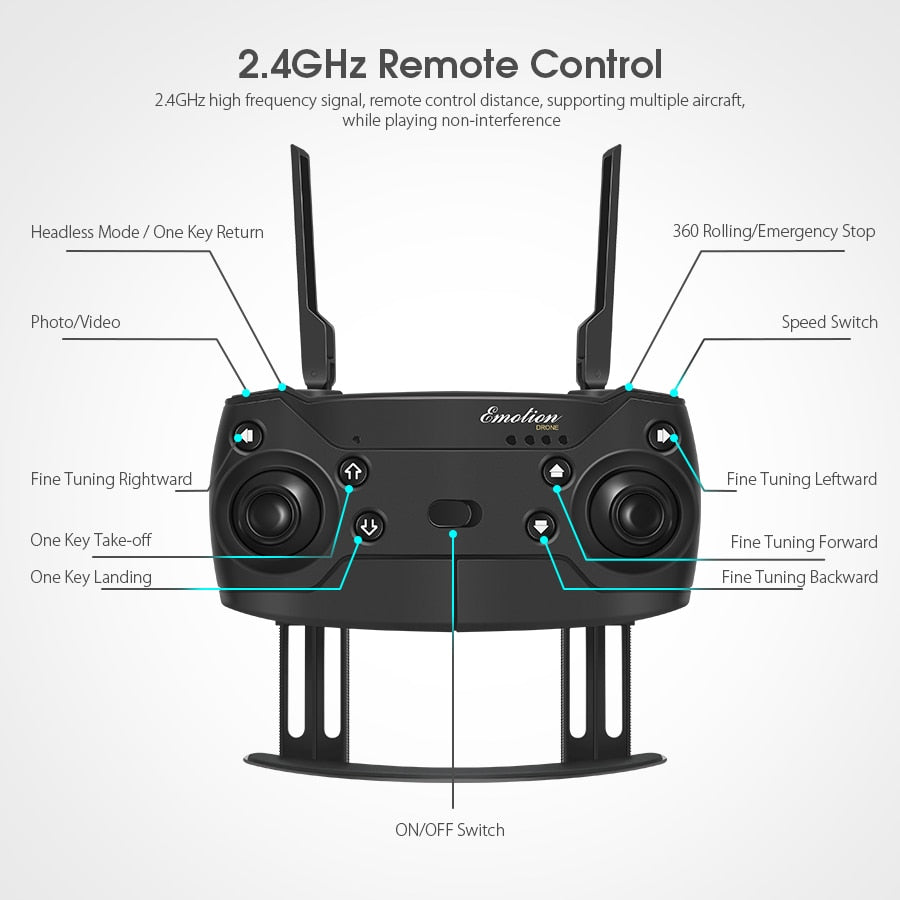 Eachine E58 WIFI FPV con gran angular HD 1080P/720P/480P cámara modo de retención alta brazo plegable RC Quadcopter Drone X Pro RTF Dron