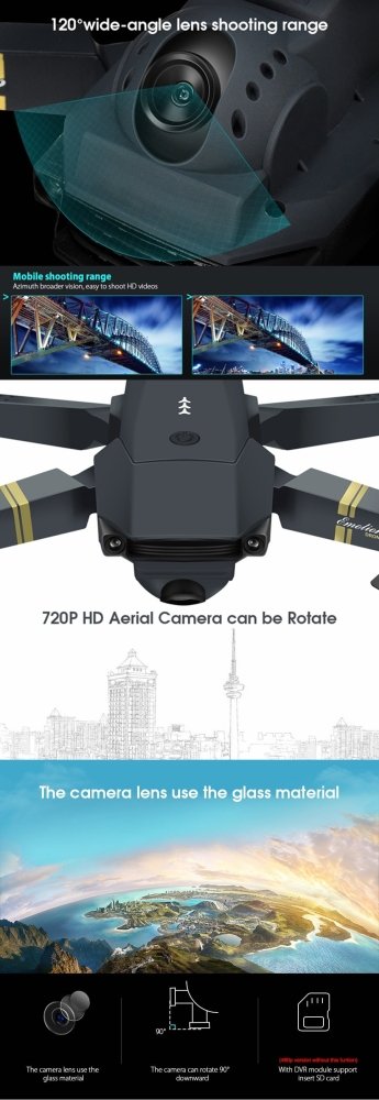 Eachine E58 WIFI FPV con gran angular HD 1080P/720P/480P cámara modo de retención alta brazo plegable RC Quadcopter Drone X Pro RTF Dron