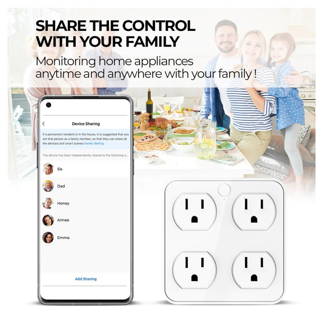 Eco4Llife WTP110 Wireless Wall Tap Smart Plug 4 Outlets 4 USB eco4lifeEco4Llife WTP110 Wireless Wall Tap Smart Plug 4 Outlets 4 USB