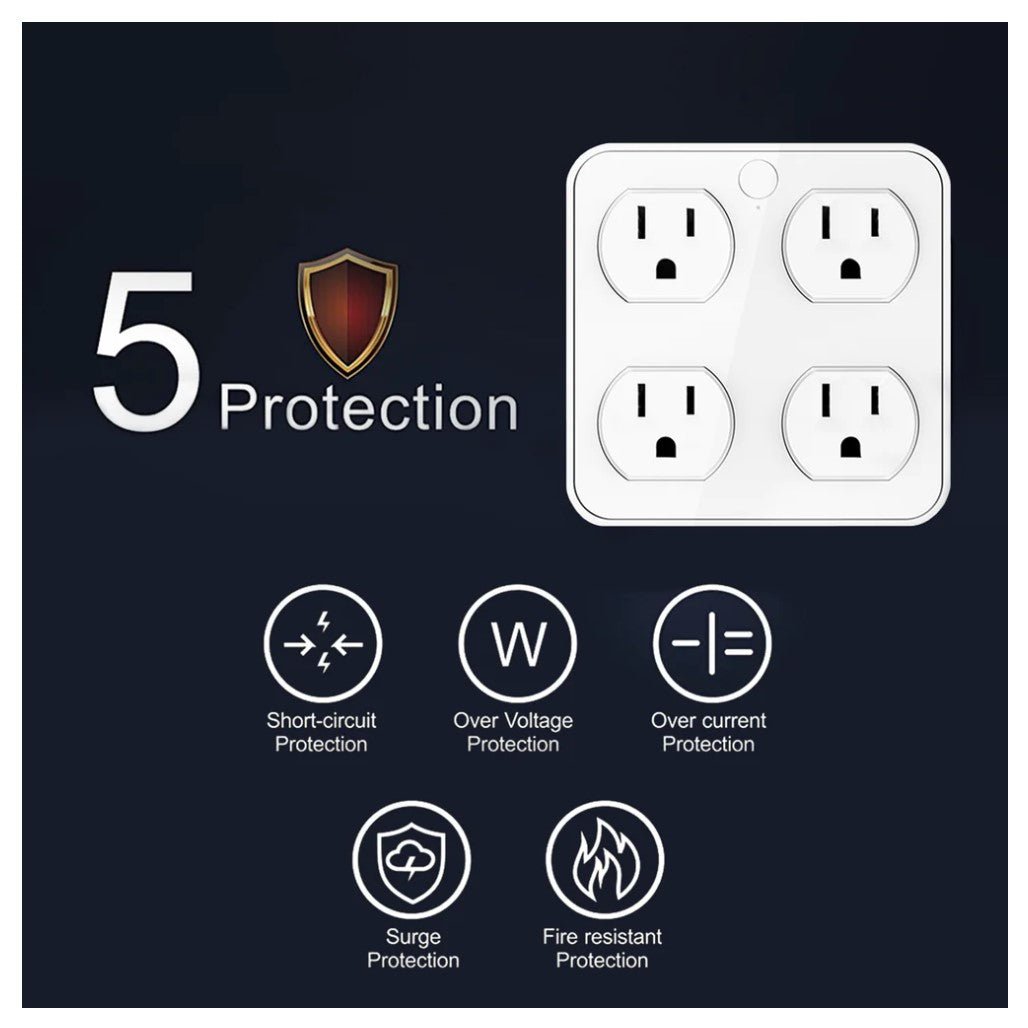 Eco4Llife WTP110 Wireless Wall Tap Smart Plug 4 Outlets 4 USB eco4lifeEco4Llife WTP110 Wireless Wall Tap Smart Plug 4 Outlets 4 USB