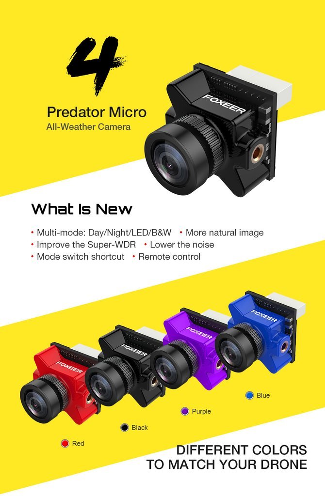 Foxeer Micro Predator 1000 TVL 1.8 mm FPV Camera - TECHOBOOM