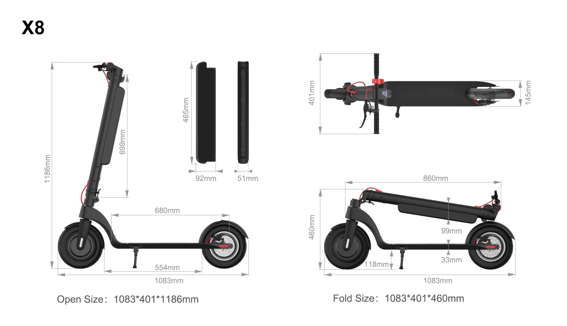 KIXIN X8 350W 45KM Foldable Electric Scooter Large Battery - TECHOBOOM