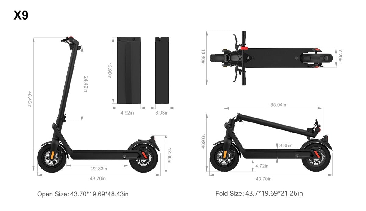 KIXIN X9 Plus 500W Foldable up to 65km Range Electric Scooter - TECHOBOOM