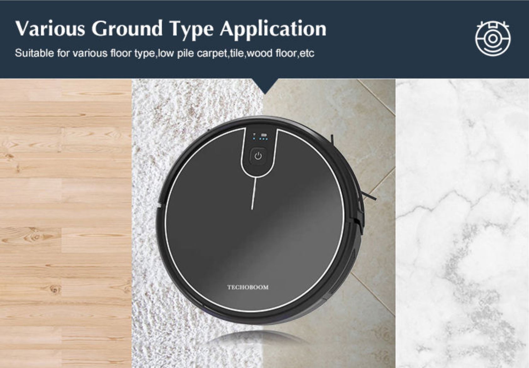 TECHOBOOM T700 Robot Vacuum Cleaner Dry Wet WiFi App Control Anti-Fall - TECHOBOOM