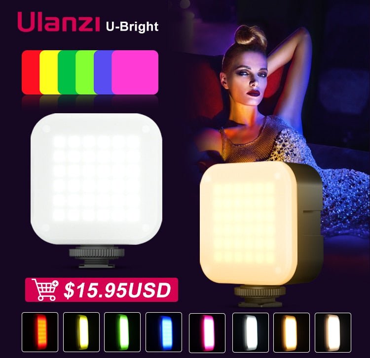 Ulanzi VL49 6W Mini LED Luz de oficina de vídeo 2000mAh 5500K Zoom iluminación fotográfica U brillante Vlog Luz de relleno