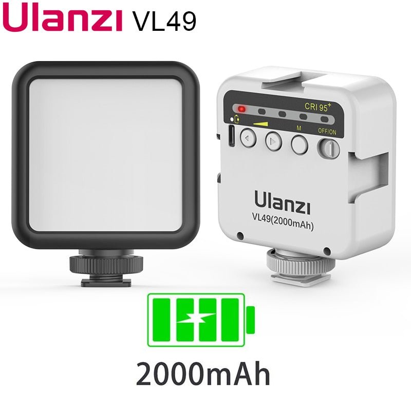 Ulanzi VL49 6W Mini LED vidéo bureau lumière 2000mAh 5500K Zoom éclairage photographique éclairage U lumineux Vlog lumière de remplissage