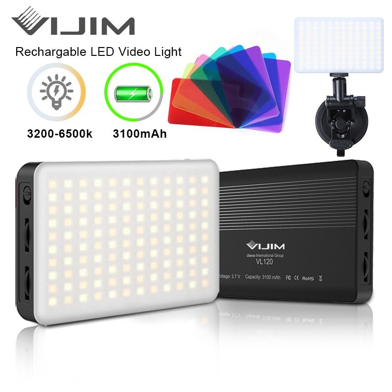 VIJIM VL120 3200K-6500K Zoom LED lumière vidéo réglable Portable lumière de remplissage Vlog lumière conférence éclairage Kit d'aspiration